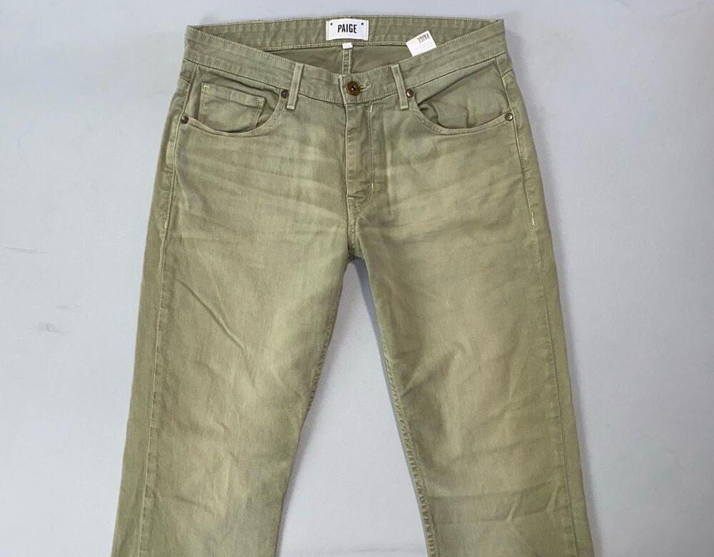 Paige Normandie Straight 5-Pocket Stretch Denim Jeans in Fern. Men's 31X33, GUC!